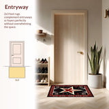 Ultra Soft Area Rug, Non Slip, Stain Resistant, Washable Area Rugs for Living Room, Bedroom, Vintage Warm Tones Accent(Red)