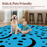 Ultra Soft Area Rug, Non Slip, Stain Resistant, Washable Area Rugs for Living Room, Bedroom, Unique Playful Pop Design(Blue)