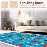 Ultra Soft Area Rug, Non Slip, Stain Resistant, Washable Area Rugs for Living Room, Bedroom, Colorful Harmonious Pattern Layout(Blue)