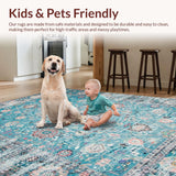 Ultra Soft Area Rug, Non Slip, Stain Resistant, Washable Area Rugs for Living Room, Bedroom, Whimsical Cozy Ogee Pattern(Blue)