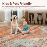 Ultra Soft Area Rug, Non Slip, Stain Resistant, Washable Area Rugs for Living Room, Bedroom, Luxurious Abstract Terracotta Hues(Orange)
