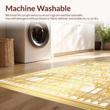 Ultra Soft Area Rug, Non Slip, Stain Resistant, Washable Area Rugs for Living Room, Bedroom, Elegant Beige Geometric Harmony with a Touch of Gold Accents(Gold)