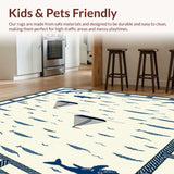 Marine Life Inspired Area Rug with Nautical Ropes and Sailboat Silhouettes(Beige)