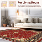 Ultra Soft Area Rug, Non Slip, Stain Resistant, Washable Area Rugs for Living Room, Bedroom, Beige & Brown Area for Beach(Red)