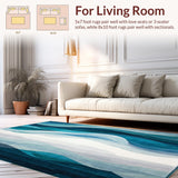 Ultra Soft Area Rug, Non Slip, Stain Resistant, Washable Area Rugs for Living Room, Bedroom, Coastal Breeze Area Rug Grey & Blue Washable Carpet(Blue)