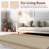 Ultra Soft Area Rug, Non Slip, Stain Resistant, Washable Area Rugs for Living Room, Bedroom, Minimalist Neutral Waffle Weave Style(Beige)