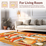 Ultra Soft Area Rug, Non Slip, Stain Resistant, Washable Area Rugs for Living Room, Bedroom, Artistic Abstract Fungi Style(Orange)