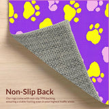 Ultra Soft Area Rug, Non Slip, Stain Resistant, Washable Area Rugs for Living Room, Bedroom, Delightful Soft Paw Print Composition(Purple)