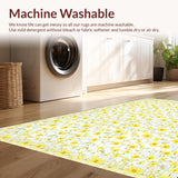 Ultra Soft Area Rug, Non Slip, Stain Resistant, Washable Area Rugs for Living Room, Bedroom, Lively Floral Patterned Decor(Yellow)