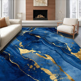 Ultra Soft Area Rug, Non Slip, Stain Resistant, Washable Area Rugs for Living Room, Bedroom, Modern Textured Geometric Fusion(Blue)