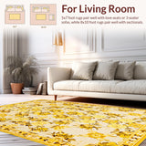 Ultra Soft Area Rug, Non Slip, Stain Resistant, Washable Area Rugs for Living Room, Bedroom, Lively Multi-Colored Trellis Style(Yellow)
