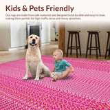 Ultra Soft Area Rug, Non Slip, Stain Resistant, Washable Area Rugs for Living Room, Bedroom, Unique Artistic Animal Representation(Pink)