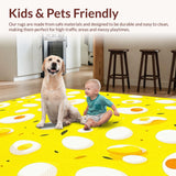 Ultra Soft Area Rug, Non Slip, Stain Resistant, Washable Area Rugs for Living Room, Bedroom, Unique Shabby Chic Egg Decor(Yellow)
