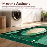 Ultra Soft Area Rug, Non Slip, Stain Resistant, Washable Area Rugs for Living Room, Bedroom, Modern Geometric Circles(Green)