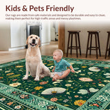 Ultra Soft Area Rug, Non Slip, Stain Resistant, Washable Area Rugs for Living Room, Bedroom, Forest Green Tiled Aesthetic(Green)
