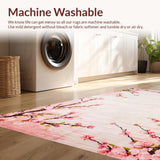 Ultra Soft Area Rug, Non Slip, Stain Resistant, Washable Area Rugs for Living Room, Bedroom, Lush Pink Blossom Artistry(Pink)