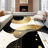 Ultra Soft Area Rug, Non Slip, Stain Resistant, Washable Area Rugs for Living Room, Bedroom, Contemporary Luxe Abstract Geometry(Gold)