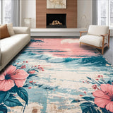 Ultra Soft Area Rug, Non Slip, Stain Resistant, Washable Area Rugs for Living Room, Bedroom, Machine Washable Floral Dining Room Accent Rug(Pink)