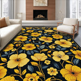 Ultra Soft Area Rug, Non Slip, Stain Resistant, Washable Area Rugs for Living Room, Bedroom, Lively Textured Floral Elegance(Yellow)