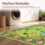 Ultra Soft Area Rug, Non Slip, Stain Resistant, Washable Area Rugs for Living Room, Bedroom, Charming Retro Insect Pattern(Green)
