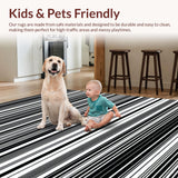 Ultra Soft Area Rug, Non Slip, Stain Resistant, Washable Area Rugs for Living Room, Bedroom, Rustic Layered Graphic Motif(Black)