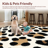 Ultra Soft Area Rug, Non Slip, Stain Resistant, Washable Area Rugs for Living Room, Bedroom, Black Ivory Animal Print Hallway Runner Rug(Beige)