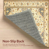 Luxurious Beige Area Featuring Detailed Oushak Geometric Motifs(Beige)