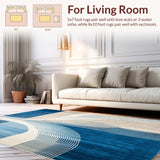 Ultra Soft Area Rug, Non Slip, Stain Resistant, Washable Area Rugs for Living Room, Bedroom, Blue & Beige Abstract Easy Care(Blue)