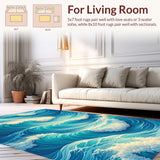 Ultra Soft Area Rug, Non Slip, Stain Resistant, Washable Area Rugs for Living Room, Bedroom, Coastal Ocean Wave Blue Nursery Washable Rug(Blue)