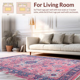 Ultra Soft Area Rug, Non Slip, Stain Resistant, Washable Area Rugs for Living Room, Bedroom, Sleek Contemporary Diamond Arrangement(Pink)