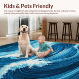 Ultra Soft Area Rug, Non Slip, Stain Resistant, Washable Area Rugs for Living Room, Bedroom, Serene Blue Tidal Texture(Blue)