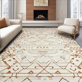 Ultra Soft Area Rug, Non Slip, Stain Resistant, Washable Area Rugs for Living Room, Bedroom, Rustic Textured Striped Visual(Beige)