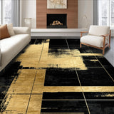 Ultra Soft Area Rug, Non Slip, Stain Resistant, Washable Area Rugs for Living Room, Bedroom, Rustic Monochrome Dynamic Shapes(Gold)