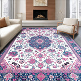 Ultra Soft Area Rug, Non Slip, Stain Resistant, Washable Area Rugs for Living Room, Bedroom, Elegant Ogee Inspired Composition(White)