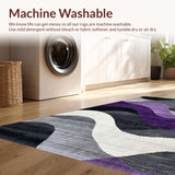 Ultra Soft Area Rug, Non Slip, Stain Resistant, Washable Area Rugs for Living Room, Bedroom, Minimalist Elegant Lattice Composition(Purple)