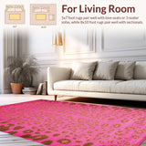 Ultra Soft Area Rug, Non Slip, Stain Resistant, Washable Area Rugs for Living Room, Bedroom, Luxurious Faux Fur Design Element(Pink)