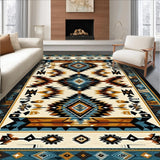 Ultra Soft Area Rug, Non Slip, Stain Resistant, Washable Area Rugs for Living Room, Bedroom, Elegant Vintage Aztec Textile Design(Beige)