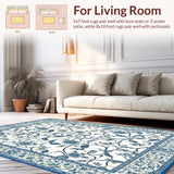 Ultra Soft Area Rug, Non Slip, Stain Resistant, Washable Area Rugs for Living Room, Bedroom, Rustic Hand-Painted Nature Scene(White)