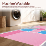 Ultra Soft Area Rug, Non Slip, Stain Resistant, Washable Area Rugs for Living Room, Bedroom, Whimsical Gray and Pink Design(Pink)