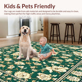 Ultra Soft Area Rug, Non Slip, Stain Resistant, Washable Area Rugs for Living Room, Bedroom, Green Kitchen Beige/Green Blend(Green)