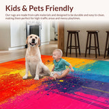 Ultra Soft Area Rug, Non Slip, Stain Resistant, Washable Area Rugs for Living Room, Bedroom, Vibrant Contemporary Splash Aesthetic(Orange)