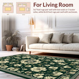 Ultra Soft Area Rug, Non Slip, Stain Resistant, Washable Area Rugs for Living Room, Bedroom, Stylish Whimsical Floral Arrangement(Green)
