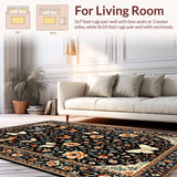 Ultra Soft Area Rug, Non Slip, Stain Resistant, Washable Area Rugs for Living Room, Bedroom, Whimsical Floral Insect Aesthetic(Black)