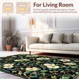 Ultra Soft Area Rug, Non Slip, Stain Resistant, Washable Area Rugs for Living Room, Bedroom, Artistic Colorful Petal Display(White)