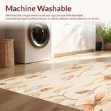 Ultra Soft Area Rug, Non Slip, Stain Resistant, Washable Area Rugs for Living Room, Bedroom, Boho Chic Area Abstract Floral Design Non Slip Home Decor(Beige)