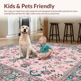 Ultra Soft Area Rug, Non Slip, Stain Resistant, Washable Area Rugs for Living Room, Bedroom, Lush Blush-Infused Rustic Aesthetic(Pink)