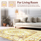 Ultra Soft Area Rug, Non Slip, Stain Resistant, Washable Area Rugs for Living Room, Bedroom, Eclectic Tiled Beauty(Gold)