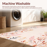 Ultra Soft Area Rug, Non Slip, Stain Resistant, Washable Area Rugs for Living Room, Bedroom, Vibrant Boho Leafy Design(Beige)