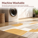 Modern Abstract Area Beige Camel Geometric Design(Beige)