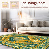Ultra Soft Area Rug, Non Slip, Stain Resistant, Washable Area Rugs for Living Room, Bedroom, Stylish Cozy Tiled Composition(Gold)